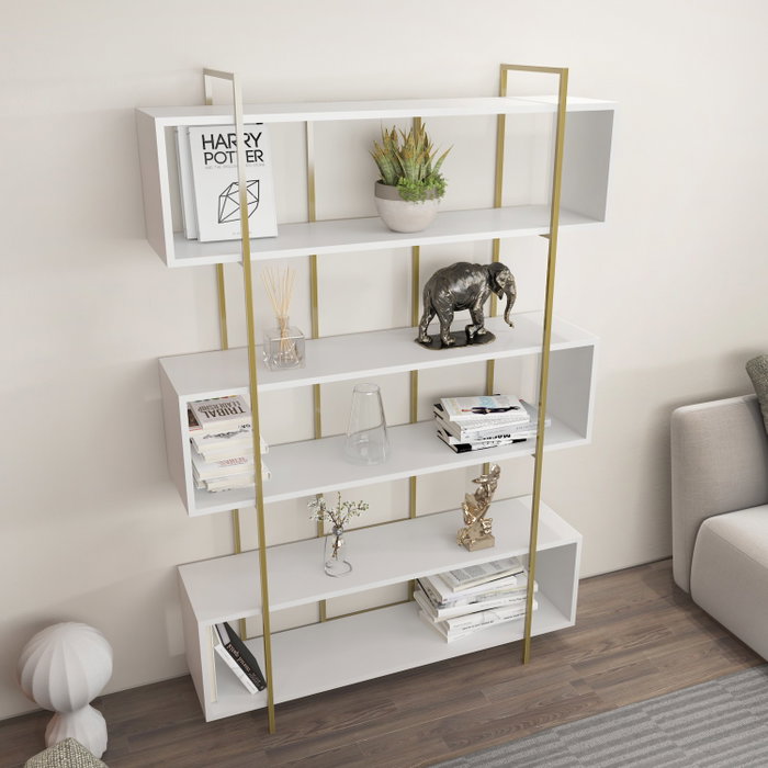 Hanah Home Estantería Bruti Blanco y Dorado